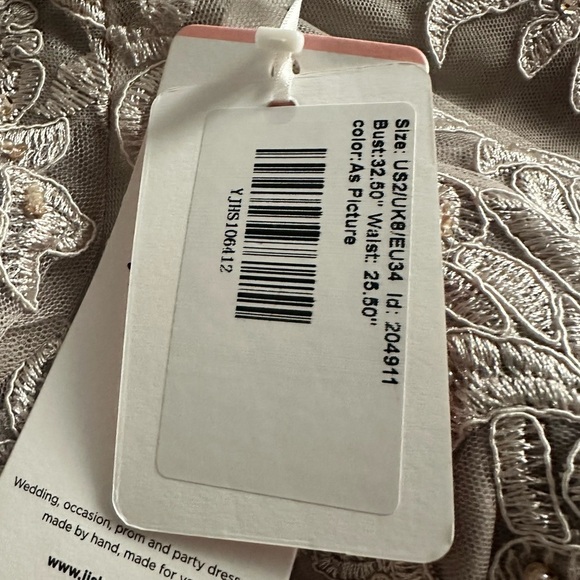 A-line Scoop Illusion Tea-Length Chiffon Lace Mother of the Bride Dress Size 2 - Picture 5 of 14